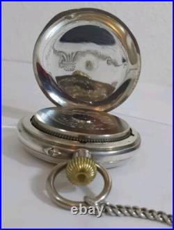 Antique J Ullmann & Co. Pocket Watch 18S-Silver. 875 Hunter Case Needs Crystal