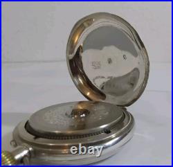 Antique J Ullmann & Co. Pocket Watch 18S-Silver. 875 Hunter Case Needs Crystal