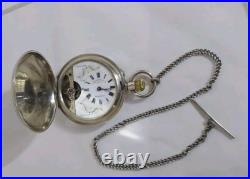 Antique J Ullmann & Co. Pocket Watch 18S-Silver. 875 Hunter Case Needs Crystal