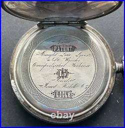 Antique Jacot Matile Pocket Watch Running Coin Silver Case 15j 55.78mm Swiss