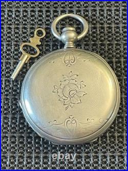 Antique James E Bonnet Silver Full Hunter Pocket Watch Swiss Sidewinder Runs