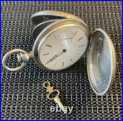 Antique James E Bonnet Silver Full Hunter Pocket Watch Swiss Sidewinder Runs