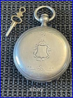 Antique James E Bonnet Silver Full Hunter Pocket Watch Swiss Sidewinder Runs