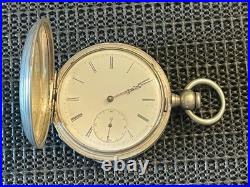 Antique James E Bonnet Silver Full Hunter Pocket Watch Swiss Sidewinder Runs
