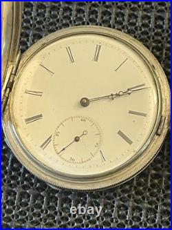 Antique James E Bonnet Silver Full Hunter Pocket Watch Swiss Sidewinder Runs