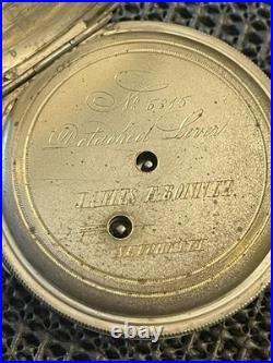 Antique James E Bonnet Silver Full Hunter Pocket Watch Swiss Sidewinder Runs
