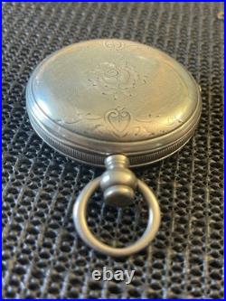 Antique James E Bonnet Silver Full Hunter Pocket Watch Swiss Sidewinder Runs