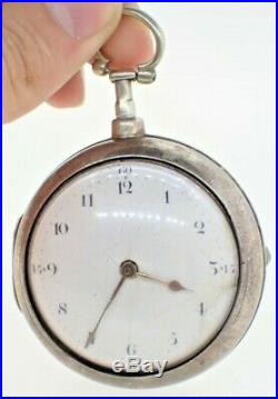 Antique Jamie Warren Canterbury Verge Fusee Pocket Watch + Sterling Pair Case