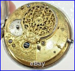 Antique Jamie Warren Canterbury Verge Fusee Pocket Watch + Sterling Pair Case