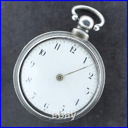 Antique Johnstone Verge Fusee Key Wind Pocket Watch Sterling Pair Case Runs