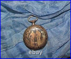 Antique K & B 800 silver & rose gold pocket watch case only bicyle riders