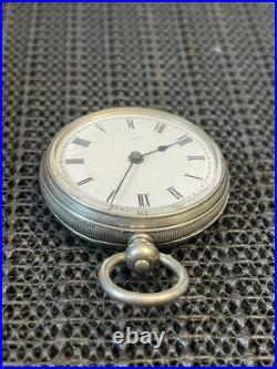 Antique Key Wind Pocket Watch. 800 Silver Ornate Hinged Case Repair