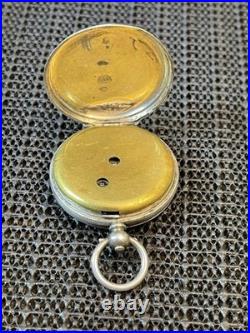 Antique Key Wind Pocket Watch. 800 Silver Ornate Hinged Case Repair