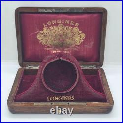 Antique LONGINES Wooden BOX for Pocket Watches Mother of Pearl Emblem 1900 EMPTY