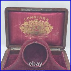 Antique LONGINES Wooden BOX for Pocket Watches Mother of Pearl Emblem 1900 EMPTY