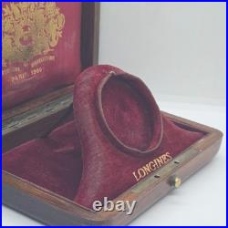 Antique LONGINES Wooden BOX for Pocket Watches Mother of Pearl Emblem 1900 EMPTY