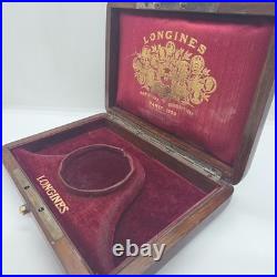 Antique LONGINES Wooden BOX for Pocket Watches Mother of Pearl Emblem 1900 EMPTY