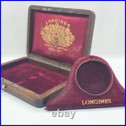 Antique LONGINES Wooden BOX for Pocket Watches Mother of Pearl Emblem 1900 EMPTY
