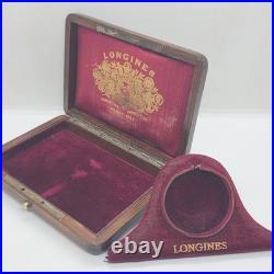 Antique LONGINES Wooden BOX for Pocket Watches Mother of Pearl Emblem 1900 EMPTY