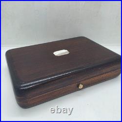 Antique LONGINES Wooden BOX for Pocket Watches Mother of Pearl Emblem 1900 EMPTY