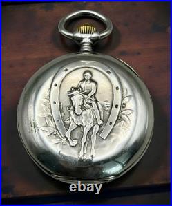 Antique Labrador Swiss Pocket Watch c. 1900 Silver Case Grand Prix Paris