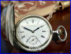 Antique Labrador Swiss Pocket Watch c. 1900 Silver Case Grand Prix Paris