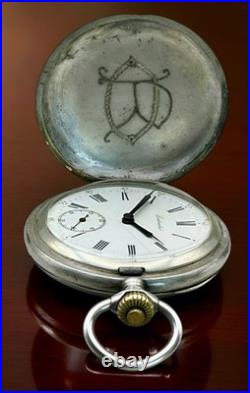 Antique Labrador Swiss Pocket Watch c. 1900 Silver Case Grand Prix Paris