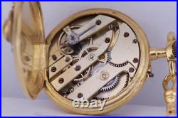 Antique LeCoultre Caliber Pocket Watch Skull Snake Gilt Silver Case Memento Mori