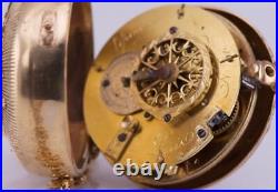 Antique LePine Occultist Pocket Watch Verge Fusee Skeletons Bats Gilt Case c1760