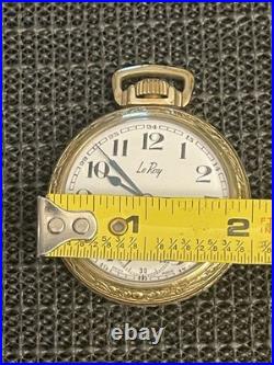 Antique Le Roy Pocket Watch 15j Derby Rolled Gold Plate Ornate Case Runs