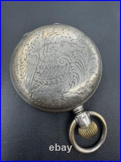 Antique Longines 800 Silver Pocket Watch 1889 Grand Prix Case 15 Rubies Paris