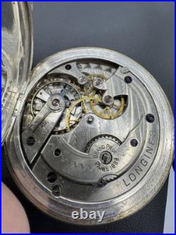 Antique Longines 800 Silver Pocket Watch 1889 Grand Prix Case 15 Rubies Paris