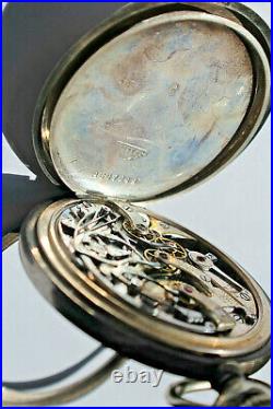 Antique Longines 925 Open Face Case 17 J Pocket Watch 460724 Chrono, 95.1grams