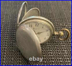 Antique Longines Silver Pocket Watch Paris Grand Prix 1900 1/2 Hunter Case Runs