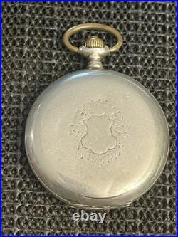 Antique Longines Silver Pocket Watch Paris Grand Prix 1900 1/2 Hunter Case Runs