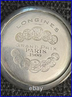 Antique Longines Silver Pocket Watch Paris Grand Prix 1900 1/2 Hunter Case Runs