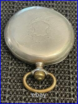 Antique Longines Silver Pocket Watch Paris Grand Prix 1900 1/2 Hunter Case Runs