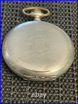 Antique Longines Silver Pocket Watch Paris Grand Prix 1900 1/2 Hunter Case Runs