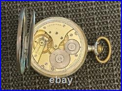 Antique Longines Silver Pocket Watch Paris Grand Prix 1900 1/2 Hunter Case Runs