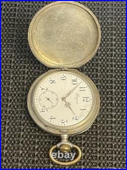 Antique Longines Silver Pocket Watch Paris Grand Prix 1900 1/2 Hunter Case Runs