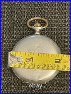 Antique Longines Silver Pocket Watch Paris Grand Prix 1900 1/2 Hunter Case Runs