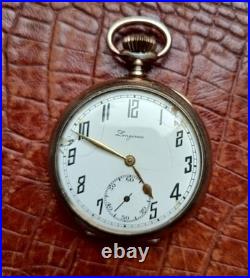 Antique Longines Swiss Made Pocket Watch in Silver Case
