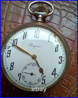 Antique Longines Swiss Made Pocket Watch in Silver Case