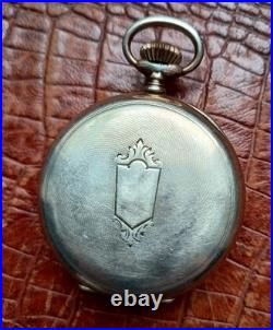 Antique Longines Swiss Made Pocket Watch in Silver Case
