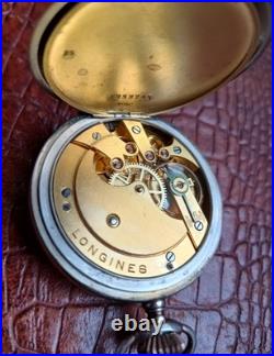 Antique Longines Swiss Made Pocket Watch in Silver Case