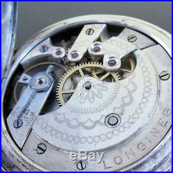 Antique Longines Swiss Pocket watch 1900s silver 0.900 case Full Hunter-style
