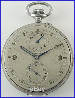 Antique Longines Turler Pin Set Pocket Watch with Open Face Case