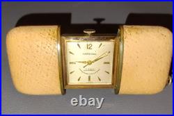 Antique Marshall Pocket Travel Watch Sliding Leather Case Purse Watch RUNNING