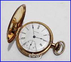 Antique Men's Waltham 14K Solid Gold Pocket Watch Hunt Case 16s 17j Gr 630 Runs