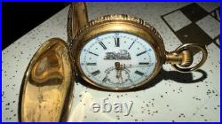 Antique N. H. W. Co Special Pocket Watch 17 Jewel Swiss Mvmt Hunter Case Train Dial